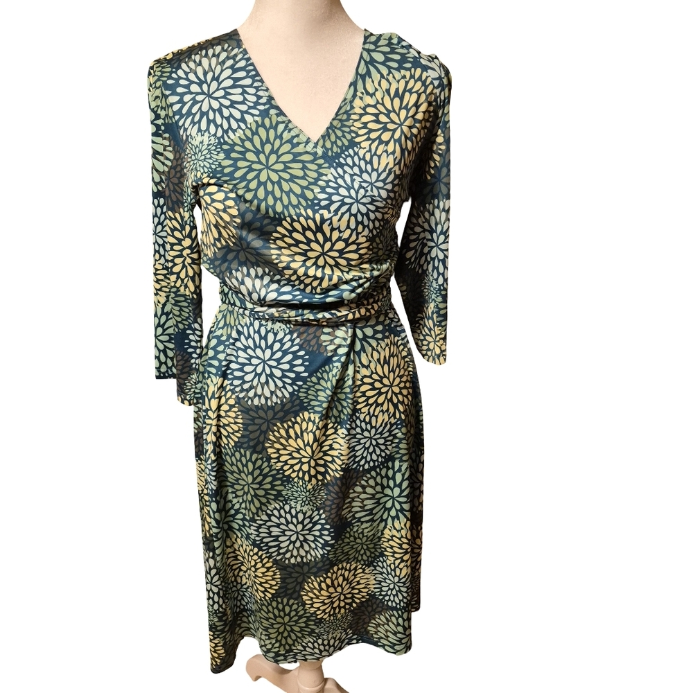 NWT PattyBoutik Blue and Yellow Floral Midi Dress - Picture 5 of 16